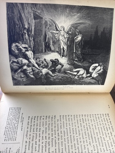 DANTE'S INFERNO ANTIQUE 1880’S LARGE 10x13 HC BOOK - GUSTAVE DORE ILLUSTRATIONS - Picture 19 of 23