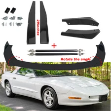 For Pontiac Firebird Glossy Front Lower Bumper Lip Splitter Spoiler +Side Skirt