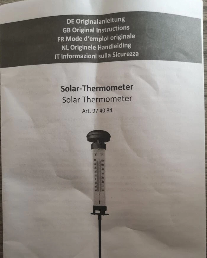 Westfalia Solar-Thermometer, Größe: ca. 6,6 x 6,6 x 48 cm, Außenbereich - Bild 3 von 3
