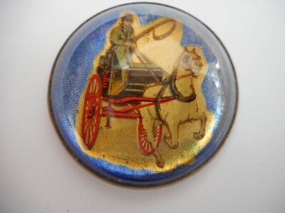GORGEOUS VINTAGE DOMED GLASS BRASS BRIDLE ROSETTE BRASS BELT BUCKLE Late 1800 main image 3