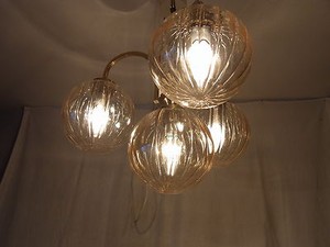 Mid Century 60 S German 4 Glass Ball Ceiling Lamp Chandelier Ebay