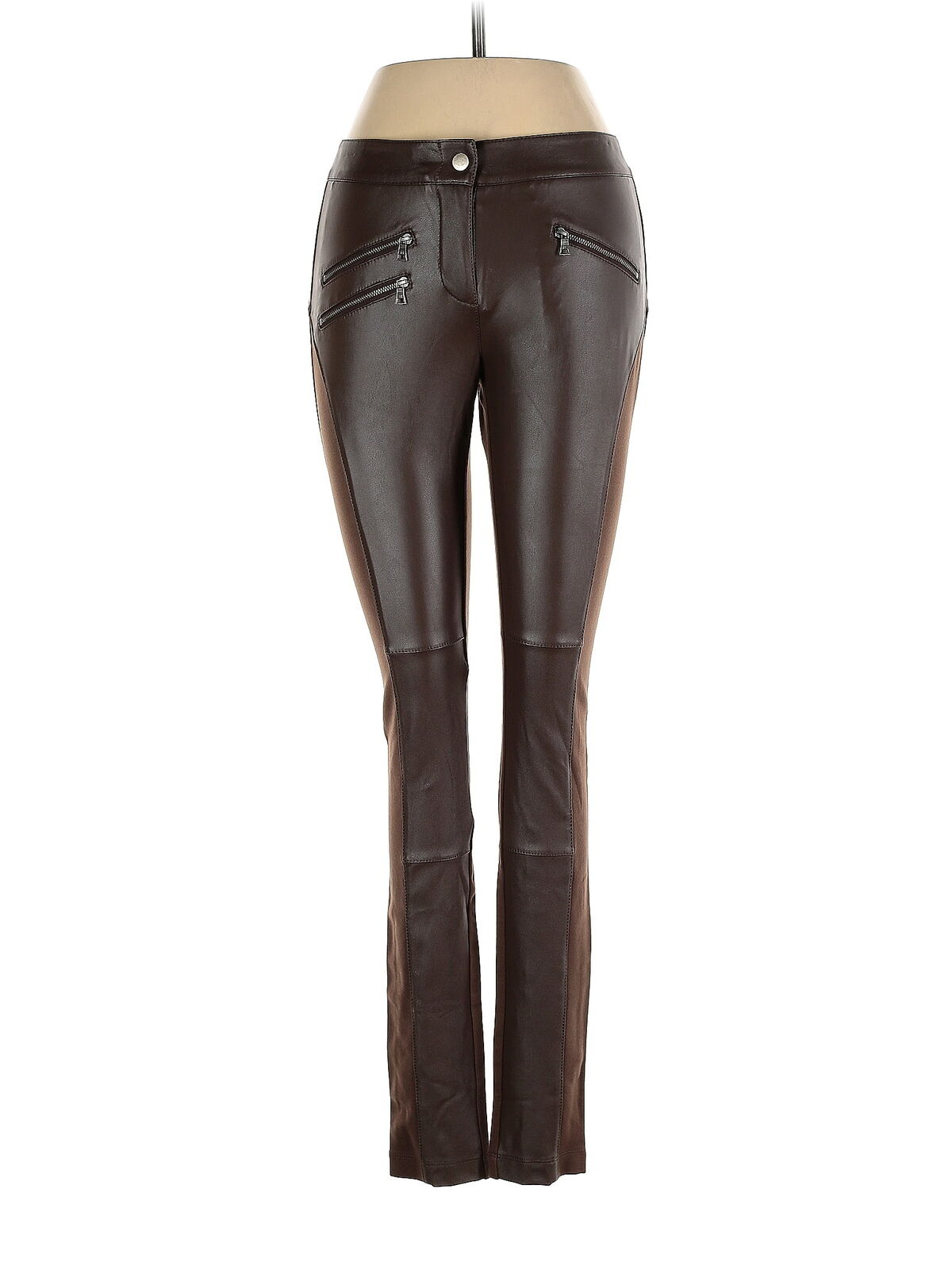 BCBGMAXAZRIA Women Brown Faux Leather Pants XS - image 1