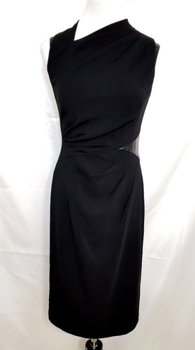 NWT COAST Naina Women's Black Zipper Back Leather Sleeveless Dress US6/Small/UK8 - Picture 4 of 6