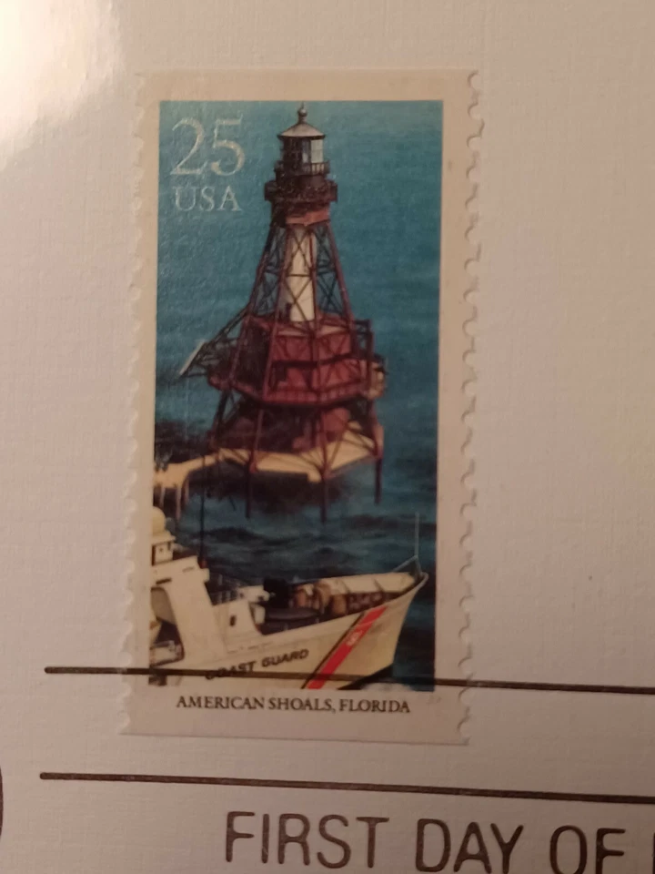 American Shoals, FL - First Day Issue Proofcard FDC 25c Lighthouses 1990 - Image 3 of 4