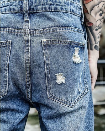 Ripped Men's Denim Pants Overall Casual Slim Fit Jumpsuit Jeans Cowboy Cargo SZ - Picture 10 of 12
