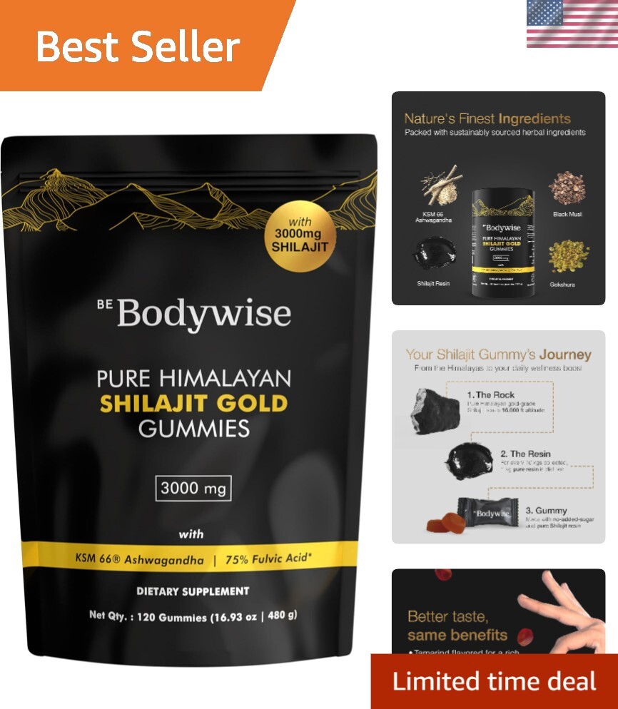 Himalayan Shilajit Gummies Gold - Natural Energy, Strength & Wellness Boost