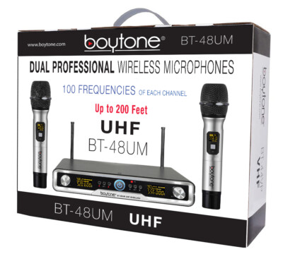 Boytone BT-48UM 100 Selectable Channel UHF Wireless Dual HandHeld Microphone 