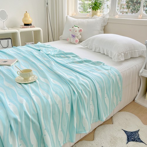 Nature Bamboo Fiber Yarn Dyed Jacquard Towel Quilt Summer Cool Quilt Flat Sheet - Picture 5 of 44
