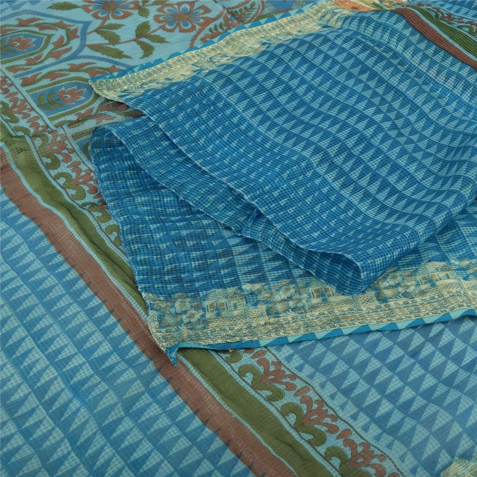 Sanskriti Nuevo 100% Pura Seda Tassar Estola Larga Dupatta Bufandas Impresas Con Tejido Foto 4 de 4