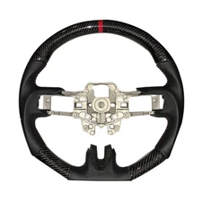 Steering Wheel Black Leather/Carbon Fiber W/Red Stitching/Stripe Mustang 2015-17