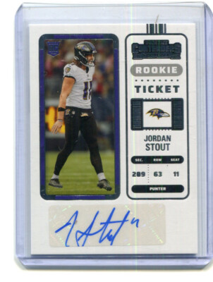 JORDAN STOUT 2022 Panini Contenders AUTO 214 ROOKIE Penn State PSU Ravens PUNTER