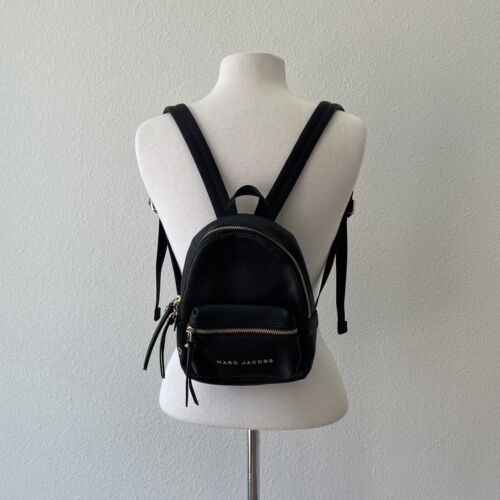 New $275 MARC JACOBS Mini Pebbled Leather Adjustable Backpack Purse Bag BLACK - Picture 12 of 12