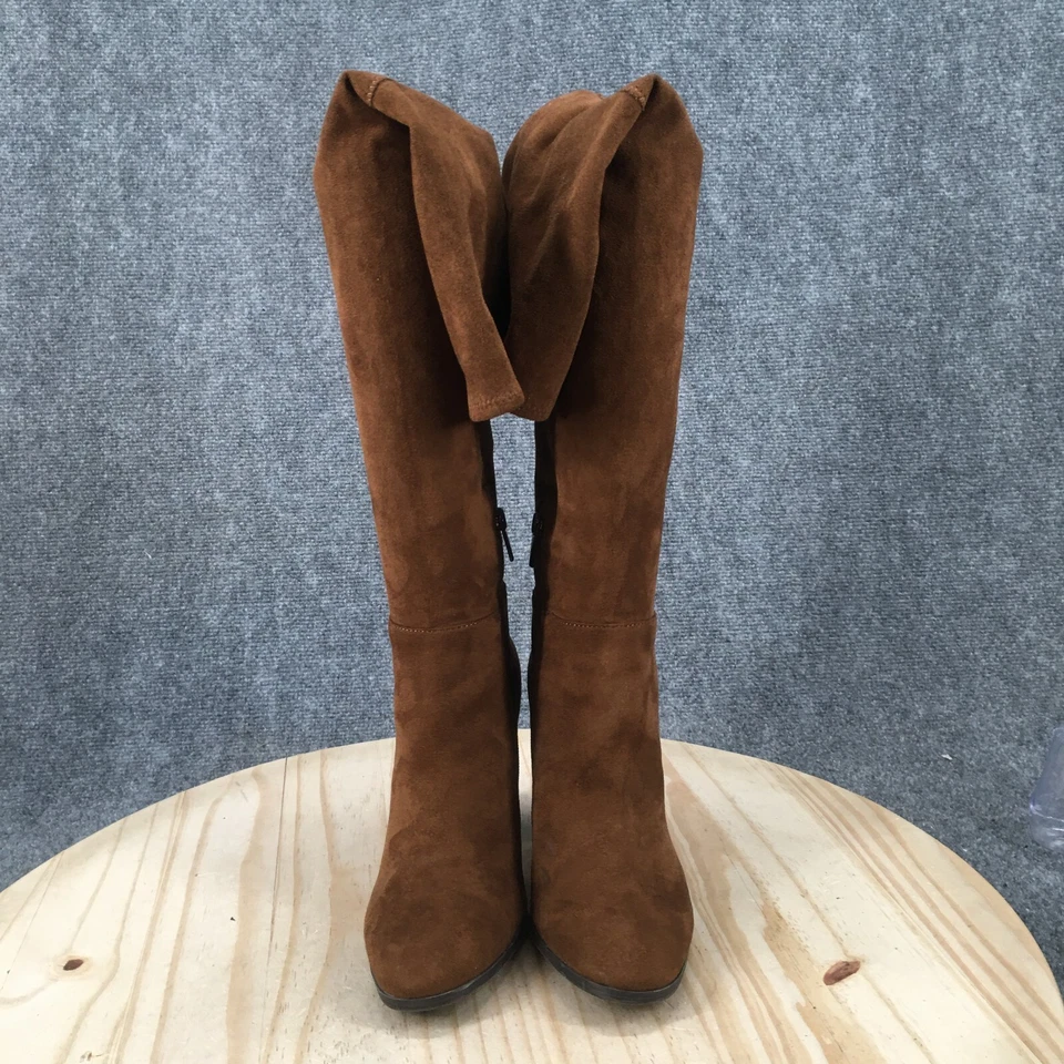Vince Camuto Botas Mujer 9 M Tapley Alto Sobre La Rodilla Marrón Gamuza Tacones Cremallera Foto 3 de 4
