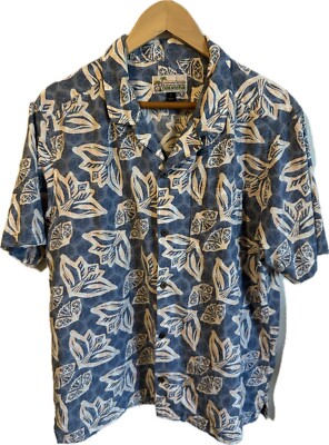 PATAGONIA Pataloha LTD ED Blue MANTA RAYS Hawaiian Aloha Camp Shirt Sz-L Organic