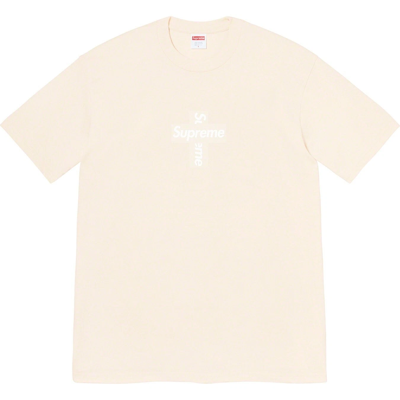 Neuf boîte croix suprême logo tee naturel FW20 taille grande   L   DROPKICKZLA