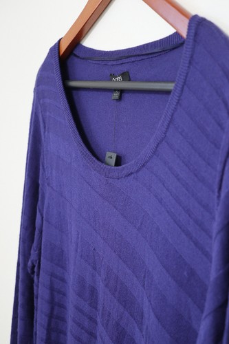 Apt 9 Dark Blue Diagonal Stripes Sheer Lagenlook Pullover Sweater Tunic Women XL - Picture 7 of 16