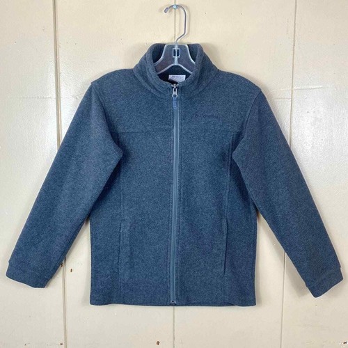 COLUMBIA BOYS/GIRS FULL ZIP SWEATER SIZE M(10-12) ZIP POCKETS LONG SLEEVES GRAY