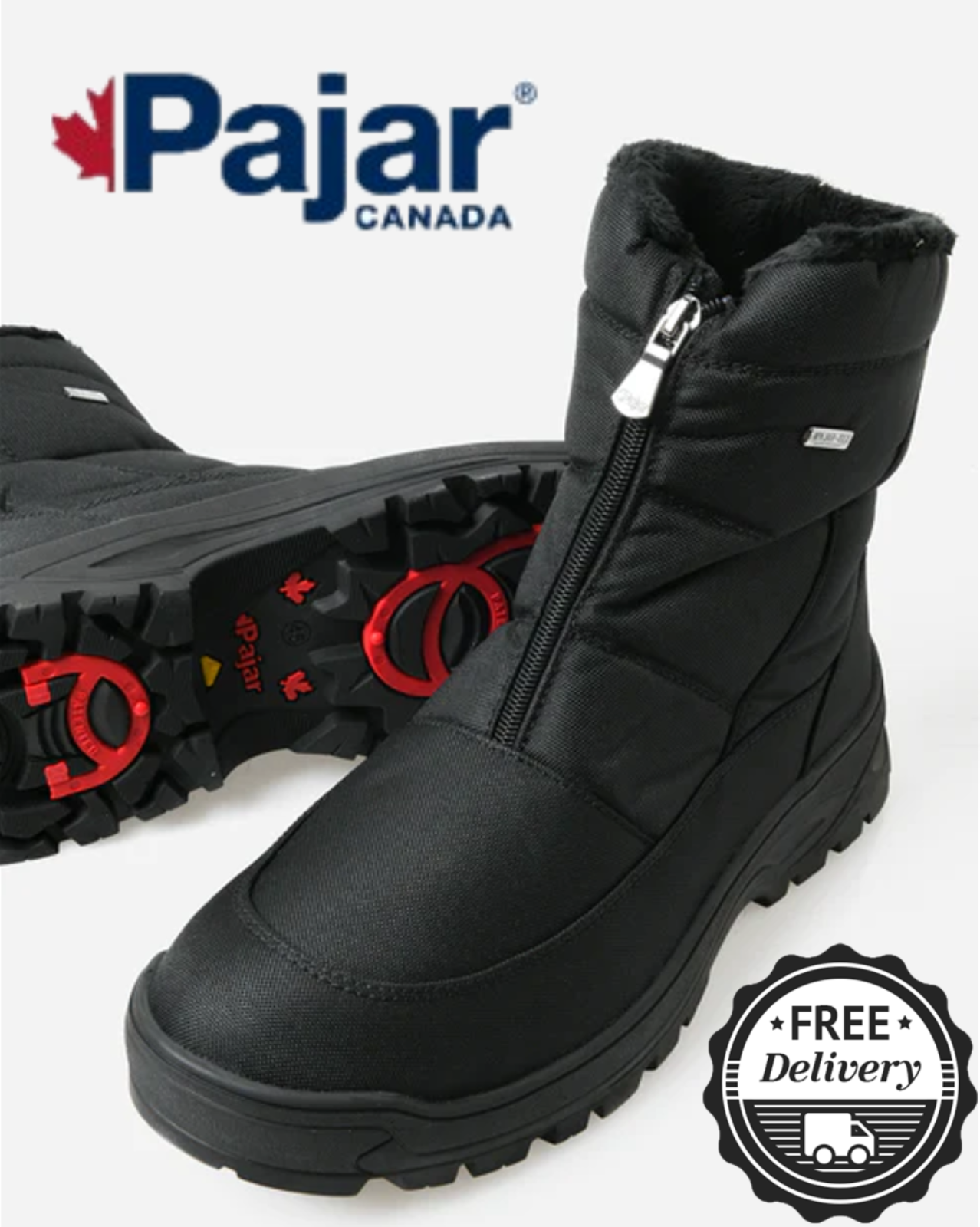 PAJAR Canada Icepack Men's Mid Snow Boots Ice Grip for Traction in Snow