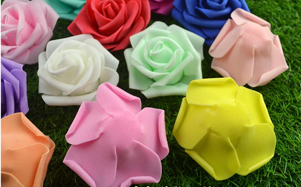 50-500PCS 6cm Foam Roses Artificial Flower Wedding Bride Bouquet Party Decor DIY - Image 2 of 4
