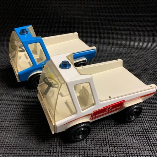 Vintage Marx Atlas Play Truck Ambulance + Police 1970’s Playpeople Vehicle x2