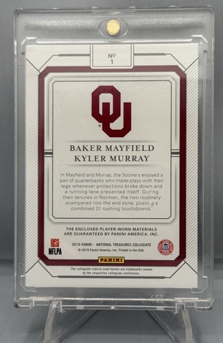 2019 PANINI KYLER MURRAY BAKER MAYFIELD NATIONAL TREASURES Dual Patches /99 RARE - Picture 2 of 2