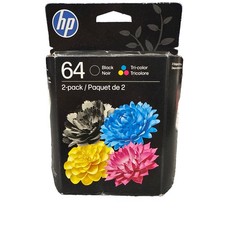 HP 64 Black and Tri Color Ink Cartridges 2 Pack X4D92AN Exp 01/2028 Genuine OEM