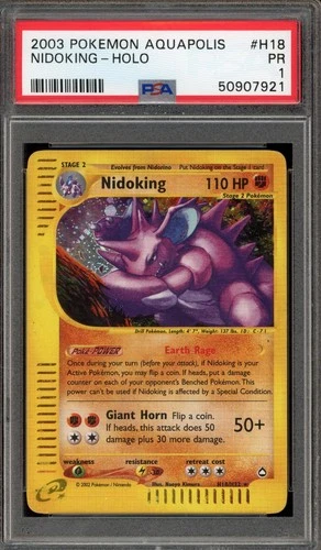 Pokemon Nidoking Holo Aquapolis H18/147 PSA 1