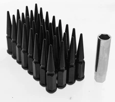 32Pcs 1/2-20 Spiked Lug Nut Kit | Black | 1 Key |