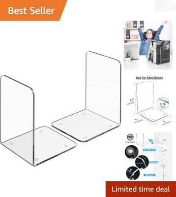 Heavy-Duty Clear Acrylic Book Holders - Stylish and Functional Shelving Stoppers