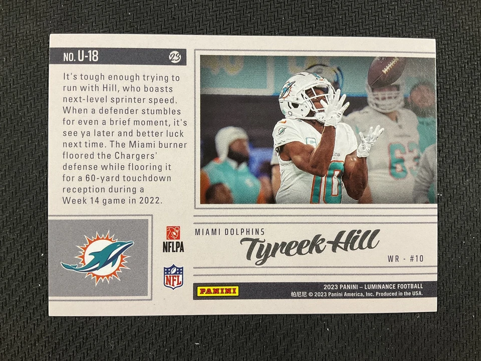 2023 Panini Luminance #U-18 Tyreek Hill Unforgettable Blue /50 Miami Dolphins - Image 2 of 2