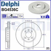 2X Bremsscheibe Delphi BG4536C 2 Bremsscheiben Vorderachse Vorne