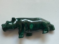 Malachit Tierfigur - Nashorn - Handarbeit - Länge 8 cm - Gewicht 55,7 Gramm