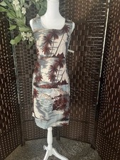 New Vintage Hilo Hattie Size Plus 16 Floral Tiki Hawaiian Print MIDI Dress