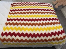 Crochet Chevron Zig Zag Bed/sofa Throw Blanket Hand Made 60 x 65