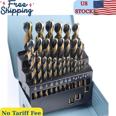 29Pcs Drill Bit Set, 135 Degree Tip High Speed Steel with Black and Gold Finish