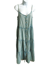F&F blue denim tiered A-line dress size 12 NWT SEEMS SMALL PLS SEE DESC