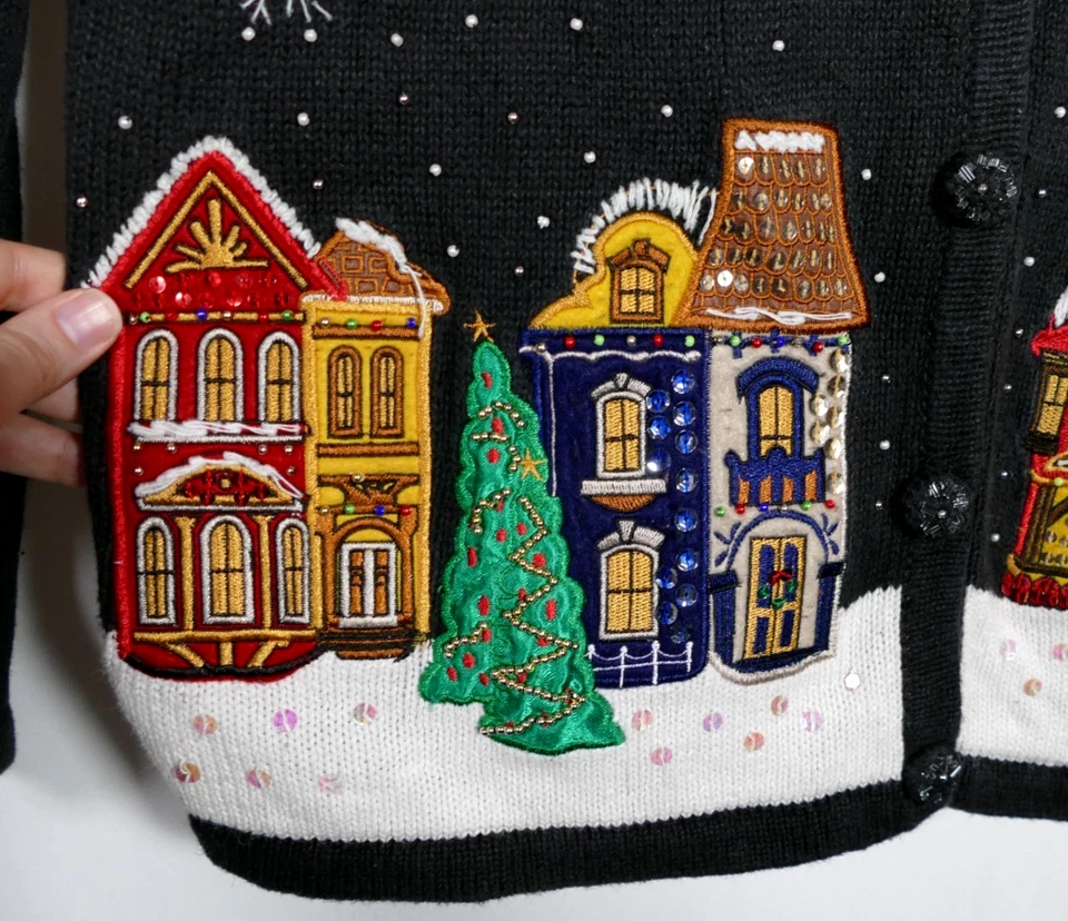 Cárdigan de Navidad con cuentas de colección Ediciones básicas para mujer talla XL abotonado vacaciones Foto 4 de 4