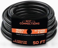 Connections 4 Way Trailer Wire 50 Feet   Heavy Duty 14 Gauge 4 Conductor Insul
