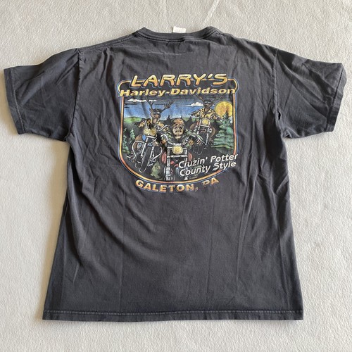 VTG Distressed L Harley-Davidson Larry's Sport Center, Galeton, PA T-Shirt READ - Bild 7 von 9