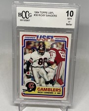 1984 Topps USFL Ricky Sanders RC Washington Redskins 2 Champion BCCG 10 BECKETT