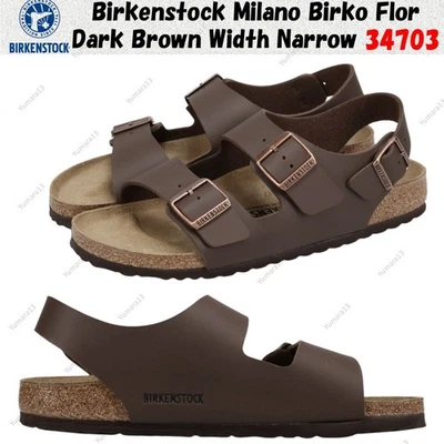 Birkenstock Milano Birko Flor marron foncé largeur étroite 34703 taille unisexe - Photo 1/4