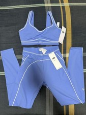 alo Women's Blue Bra and Leggings Activewear Set Size S Stretch Athletic Fit