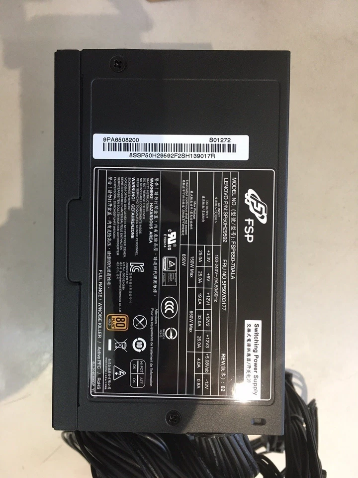 5P50V03177 100% NEW Genuine Lenovo Legion T5, T7 - 650W 80+ Gold  ATX - Image 3 of 3