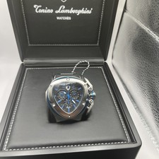 Lamborghini Tonino Watch Men’s Near Mint Condition Silver Strap Black And Blue