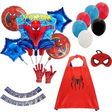 Spiderman Mask Cape Balloons Banner for Boy Birthday Party Supplies Decorations