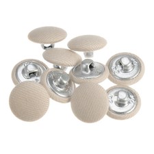 10pcs Fabric Cloth Covered Button 15mm Metal Round Sewing Buttons, Beige