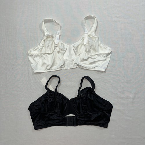 Curvation Bra Lot Of 2 Womens 44D Black White Underwire Side Shaper Silk Satin - Picture 2 of 9