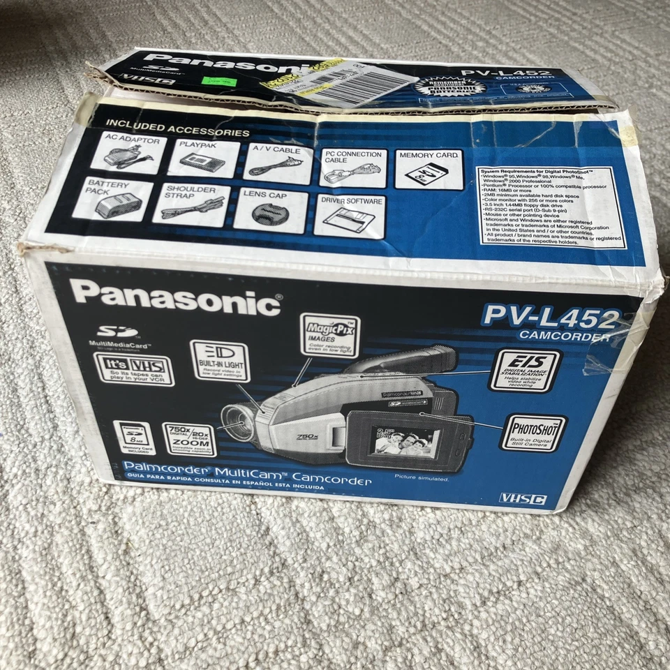 Panasonic PV-L452D VHS-C Video Camcorder 750x Digital Zoom VCR Bundle TESTED - Image 2 of 4