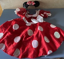 Disney Minnie Mouse Red Polka Dot Costume Dress Girls Headband Size 4-6X