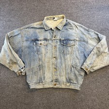 Vintage Georges Marciano for GUESS Denim Jean Jacket Size Large 90  s Distressed